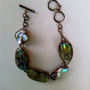 Lucas Lameth abalone and silver bracelet